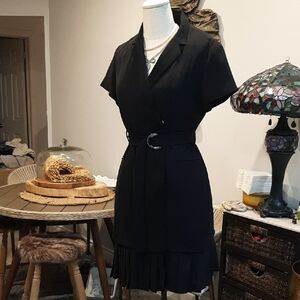 Elegant Black Belted Dress